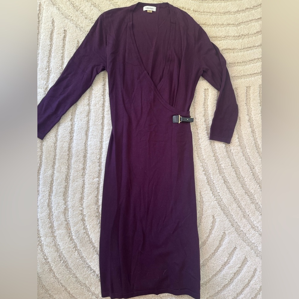 Calvin Klein Purple Long Sleeve Sheath Dress